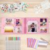 image:imageGOTIDEAL 80 Pages Scrapbook Album with 10 Metallic MarkersCraft Paper Photo Album for Wedding and Anniversary Family DIY Scrapbook Accessories with Scrapbooking Stickers CornersBlackPink