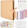 image:imageGOTIDEAL 80 Pages Scrapbook Album with 10 Metallic MarkersCraft Paper Photo Album for Wedding and Anniversary Family DIY Scrapbook Accessories with Scrapbooking Stickers CornersBlackYellow