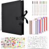 image:imageGOTIDEAL 80 Pages Scrapbook Album with 10 Metallic MarkersCraft Paper Photo Album for Wedding and Anniversary Family DIY Scrapbook Accessories with Scrapbooking Stickers CornersBlackBlack