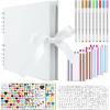 image:imageGotideal 80 Pages Scrapbook Album with 10 Metallic Markers Craft Paper Photo Album for Wedding and Anniversary Family DIY Scrapbook Accessories with Scrapbooking Stickers CornersWhiteWhite