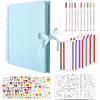 image:imageGotideal 80 Pages Scrapbook Album with 10 Metallic Markers Craft Paper Photo Album for Wedding and Anniversary Family DIY Scrapbook Accessories with Scrapbooking Stickers CornersWhiteBlue