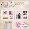 image:imageGotideal 80 Pages Scrapbook Album with 10 Metallic Markers Craft Paper Photo Album for Wedding and Anniversary Family DIY Scrapbook Accessories with Scrapbooking Stickers CornersWhiteWhite