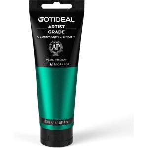 image:imageGOTIDEAL Acrylic Paint Phthalo Green Tubes120ml 41 oz Non Toxic Non FadingRich Pigments for Painters Adults amp Kids Ideal for Canvas Wood Clay Fabric Ceramic Craft Supplies Phthalo GreenPearl Viridian