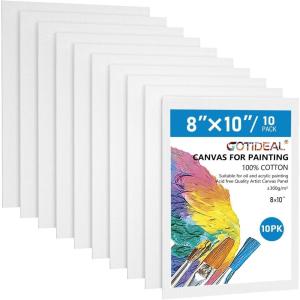 image:imageGOTIDEAL Canvases for Painting 18x24 inch of 5 Pack Professional Primed White Blank Flat Canvas  100 Cotton Artist Canvas Boards for Acrylics Painting OilTempera8x10