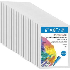 image:imageGOTIDEAL Canvases for Painting 18x24 inch of 5 Pack Professional Primed White Blank Flat Canvas  100 Cotton Artist Canvas Boards for Acrylics Painting OilTempera6x8