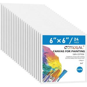 image:imageGOTIDEAL Canvases for Painting 18x24 inch of 5 Pack Professional Primed White Blank Flat Canvas  100 Cotton Artist Canvas Boards for Acrylics Painting OilTempera6x6