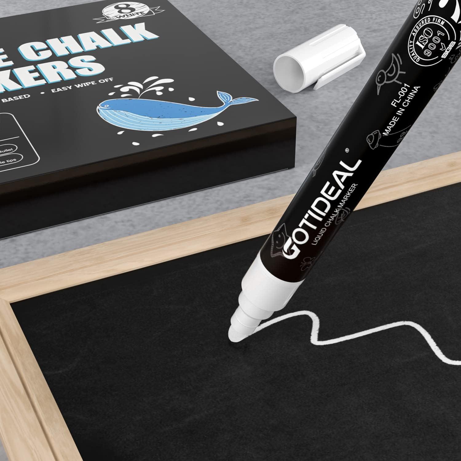 image:imageGOTIDEAL Liquid Chalk Markers Fine Tip 8 Colors Washable Window Chalkboard Glass Pens Paint and Drawing for Car Blackboard amp BistroNonToxicWet Erase  Reversible Tip6mmWhite