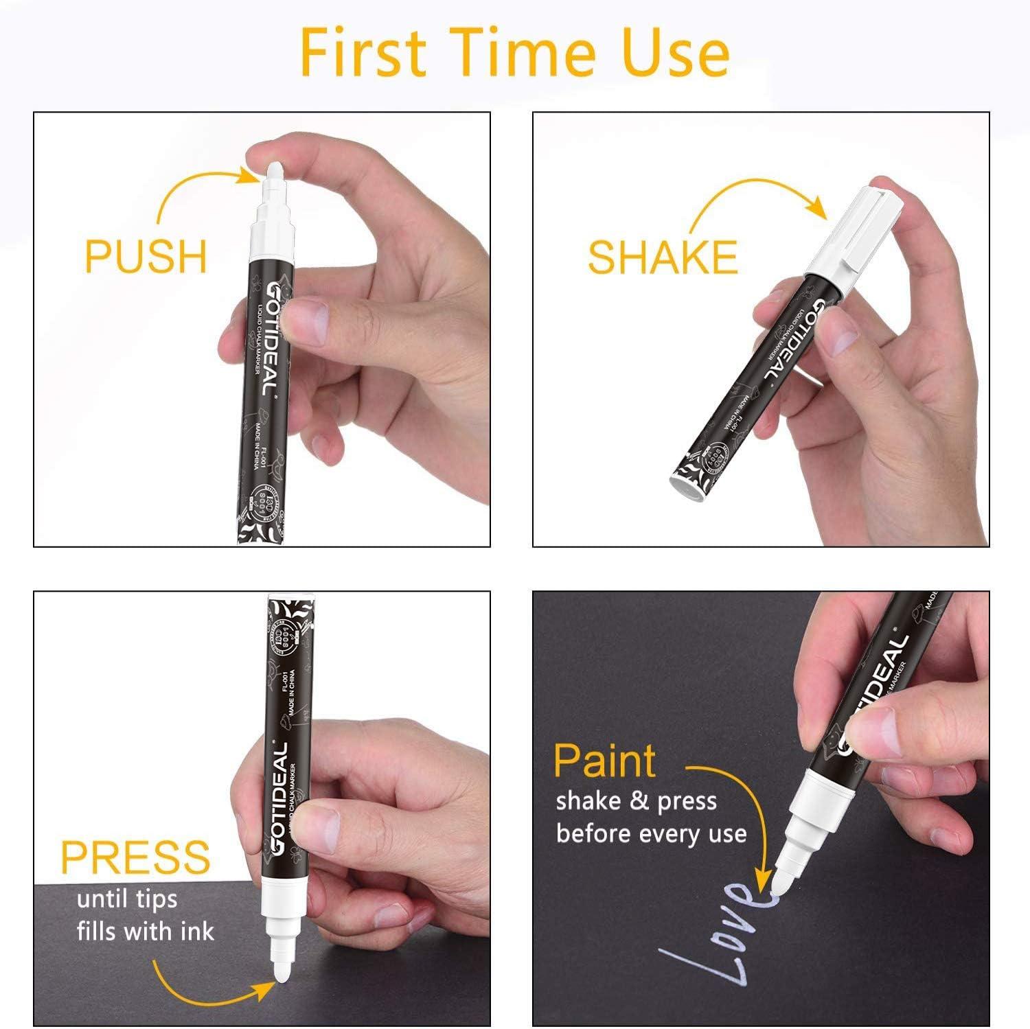 image:imageGOTIDEAL Liquid Chalk Markers Fine Tip 8 Colors Washable Window Chalkboard Glass Pens Paint and Drawing for Car Blackboard amp BistroNonToxicWet Erase  Reversible Tip6mmWhite